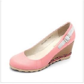 Pink Real Leather Fashion Casual Women's Espadrilles & Wedge Shoes