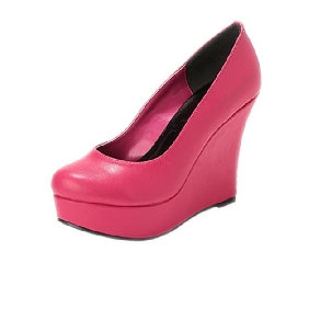 Rose Red PU Leather Anti Slip Women's Espadrilles & Wedge Shoes