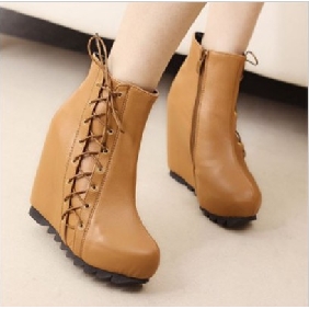 Brown Lace Up Autumn Fashion Women's Espadrilles & Wedge Shoes