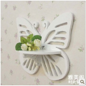 White Wooden Wall Art Butterfly Shape Christmas Decorations