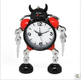 Silver Black Robot Shape Metal Fashion Specialty Clocks