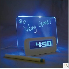 White With Blue Light Message Board Specialty Clocks