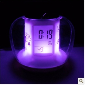 Purple Light Apple Shape Plastic Fashion Specialty Clocks