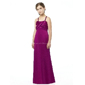 Purple Backless With Spaghetti Straps Dropped Floor Length Junior Bridesmaid Dress