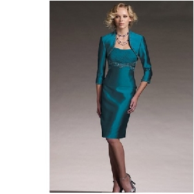 Green Satin Knee Length Mother of the Bride Dresses
