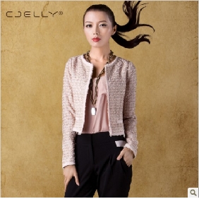 Cream-colored Lace O-neck Autumn Fashion Women's Jackets & Coats