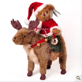 Brown Cartoon Bear With Deer Plush Dolls Christmas Gifts