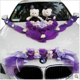 Purple Heart Shape Bear Cartoon Wedding Flowers & Wreaths