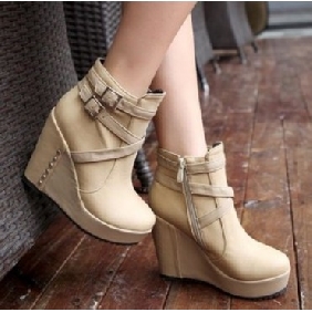 Khaki With Rivets Platform Fashion Women's Boots