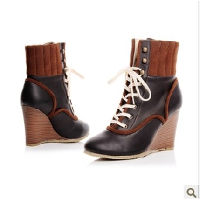 Dark Coffee PU Leather Fashion Short Women's Boots