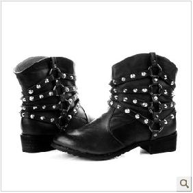 Black Fashion Punk Short With Chain Women's Boots