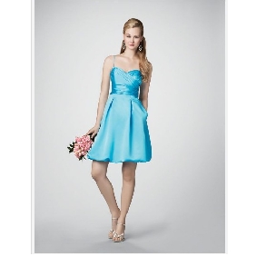 Blue Spaghetti Straps With Pockets Satin Mini Homecoming Dresses