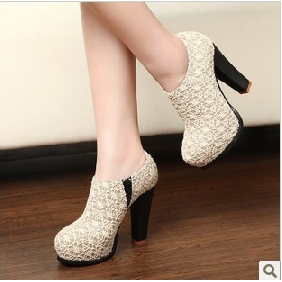 Ivory Lace With Platform Winter Fashion Women's Dress Shoes