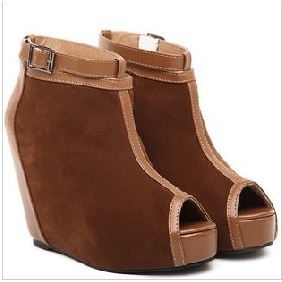 Brown Wedge Style With High Platform Women's Dress Shoes