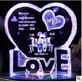 Heart Shape With Purple Light Glass Wedding Gifts