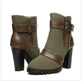 Green Short With Buckle Fashion Women's Winter Boots