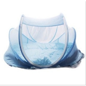 Sky Blue Portable With Mosquito Curtain Baby Bed