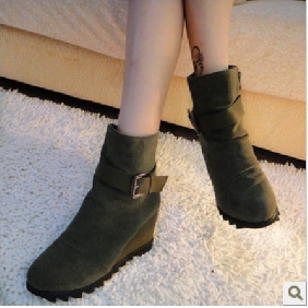 Dark Green Satin Short With Platform Women's Boots