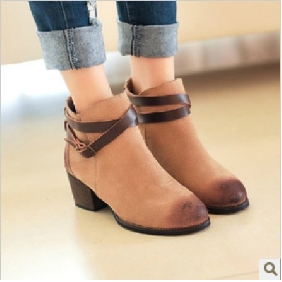 Brown Short Fashion With Zipper Lace Up Women's Boots