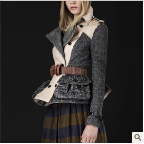 Black Light Khaki Short Style With Buttons Women's Jackets & Coats