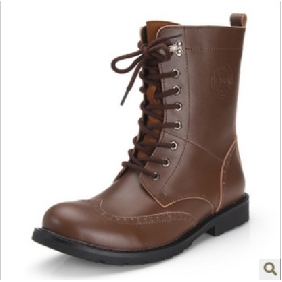 Black Lace Up Fashion Military Men's Casual Boots