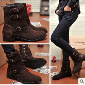 Brown Flat Bottom Korean Style Fashion Men's Casual Boots
