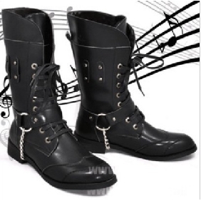 Black Outdoor Military Fashion With Chain Men's Casual Boots