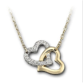 Silver Gold With Diamond Heart Shape Wedding Necklaces
