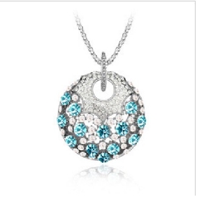 Blue Diamond Round Shape Retro Style Wedding Necklaces