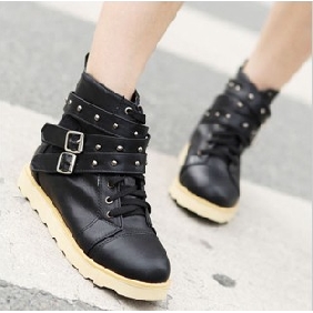 Black Ankle With Buckle Anti Slip Women's Boots