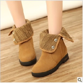 Brown With Platform Ankle Fashion Flat Bottom Women's Boots