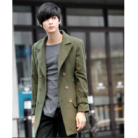 Green Long Style Winter Fashion Men's Jackets & Coats