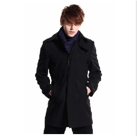 Black Casual Fashion Winter With Zipper Men's Jackets & Coats
