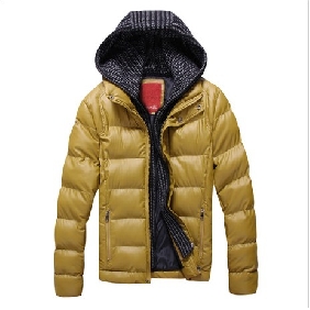 Yellow Waterproof Fashion Nylon Duck Fur Men's Jackets & Coats