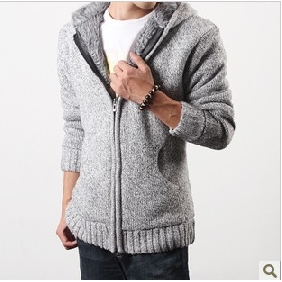 Gray Wool Woven With Zipper Windproof Men's Jackets & Coats