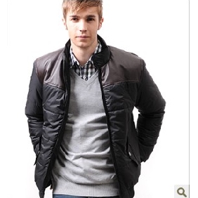 Black PU Leather Slim Winter Fashion Men's Jackets & Coats