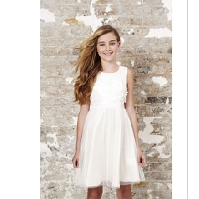 White Knee Length Sleeveless Junior Bridesmaid Dresses