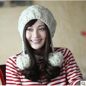 Ivory With Fashion Pendant Beret Style Women's Winter Hats & Caps
