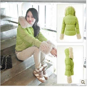Light Green Short Style Wool Casual Women's Jackets & Coats