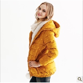 Yellow Small Dots On Lace Waterproof Long Style Women's Jackets & Coats