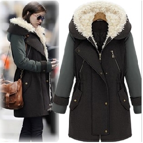 Black Gray Long Style Fashion With Buttons Women's Jackets & Coats