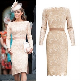 Lace Long Sleeves Knee Length Winter Fashion Dresses