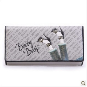 Gray Cartoon Images On Rectangle Shape Women's Wallets