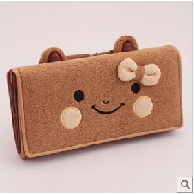 Brown Lovely Cartoon Smile Bow On Women's Wallets