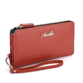 Red PU Leather Rectangle Shape Many Positions Women's Wallets