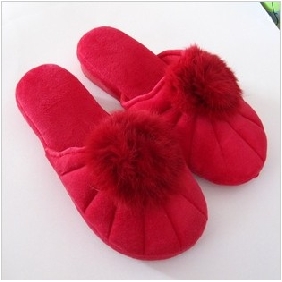 Red Wool Casual Super Warm Winter's Slippers