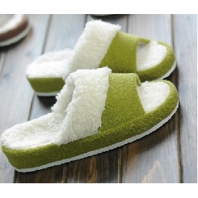 Green Wool Flat Bottom Anti Slip Winter's Slippers