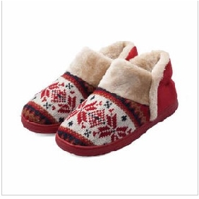 Red Wool Woven Fashion Casual Winter's Slippers