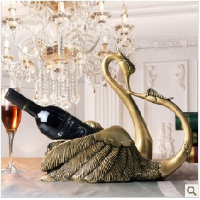 Bronze-coloured Couple Swan Wine Rack Style Wedding Gifts
