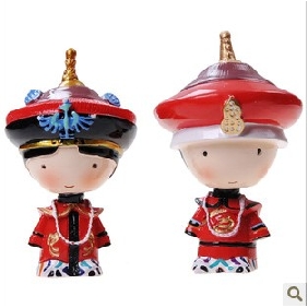 Red Ceramic Ancient Couples Mini Size Wedding Gifts